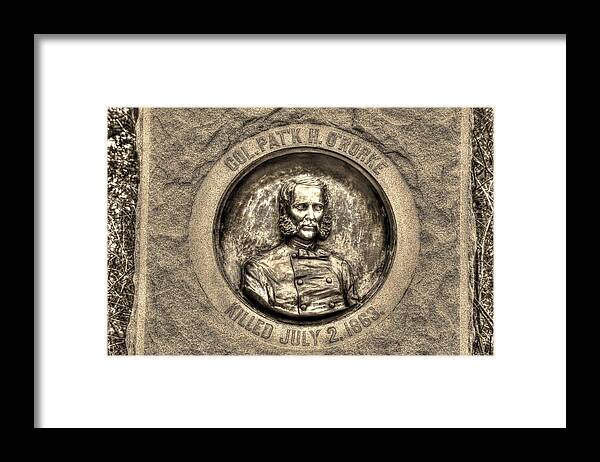 Civil War Framed Print featuring the photograph New York at Gettysburg - 140th NY Volunteer Infantry Little Round Top Colonel Patrick O' Rorke by Michael Mazaika