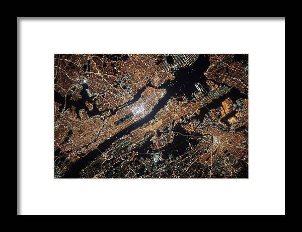 City Framed Print featuring the photograph New York At Night by Nasa