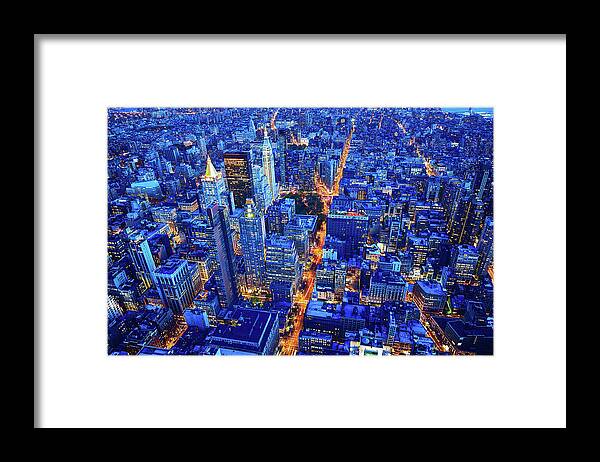 Corporate Business Framed Print featuring the photograph New York City Skyline, Manhattan, Usa by Mbbirdy