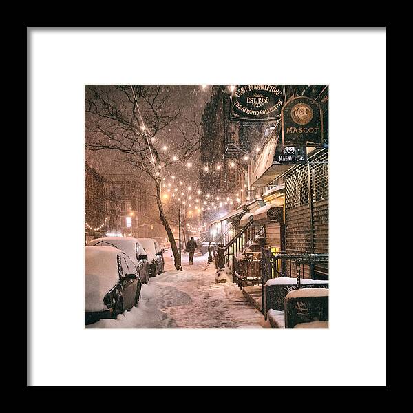 Nyc Framed Print featuring the photograph New York City - Winter Snow Scene - East Village by Vivienne Gucwa