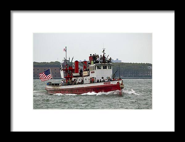 New York Fire Boat Framed Print featuring the photograph New York Fire Boat NYC by Susan Jensen