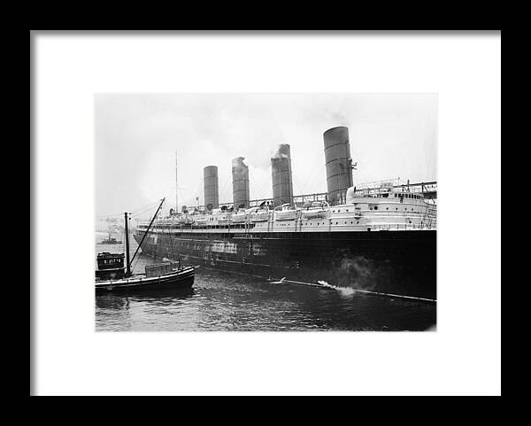 1910 Framed Print featuring the photograph New York Lusitania by Granger