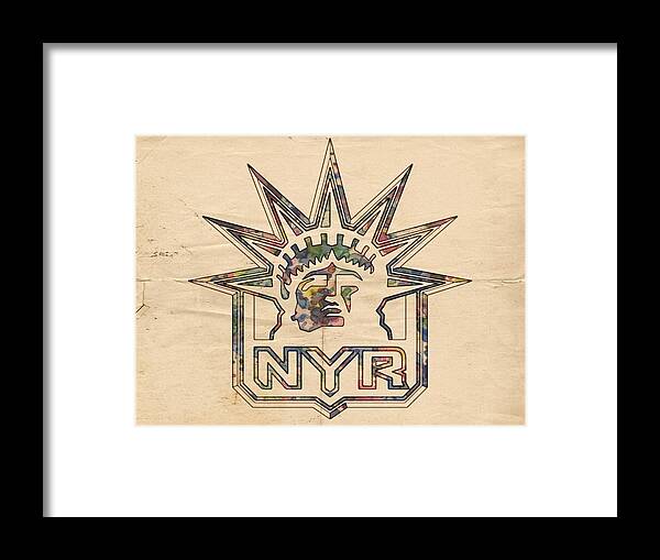 New York Rangers Framed Print featuring the painting New York Rangers Vintage Poster by Florian Rodarte