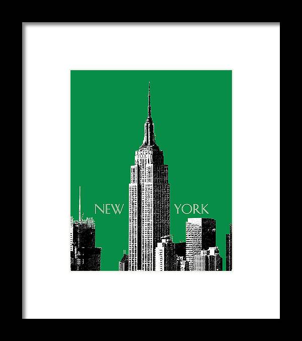 Architecture Framed Print featuring the digital art New York Skyline Empire State Building - Forest Green by DB Artist