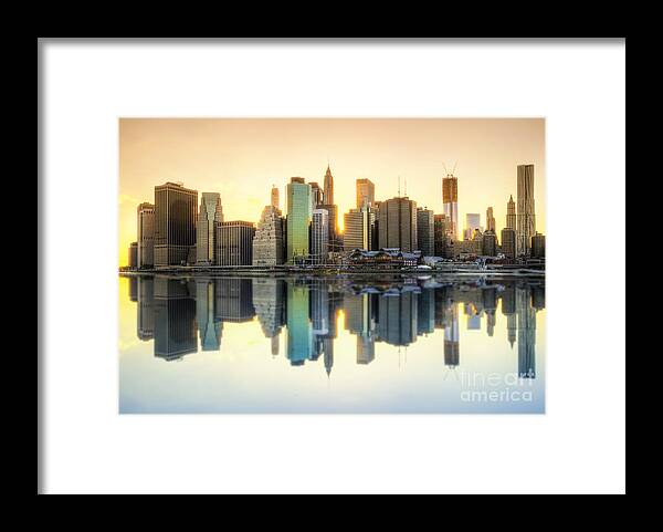 Yhun Suarez Framed Print featuring the photograph New York Skyline Sunset by Yhun Suarez