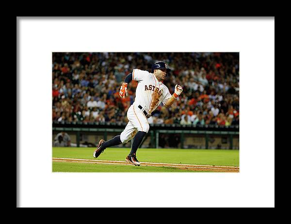 People Framed Print featuring the photograph New York Yankees V Houston Astros by Scott Halleran