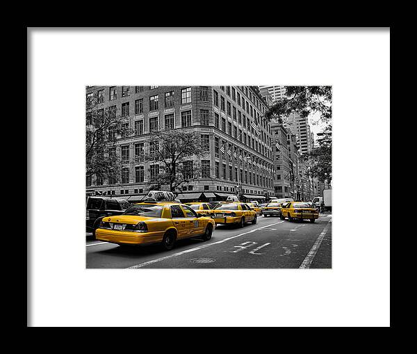 American Flag Framed Print featuring the photograph New York Yellow Taxi by New York