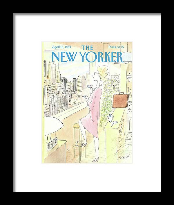 New York City Framed Print featuring the painting New Yorker April 10th, 1989 by Jean-Jacques Sempe