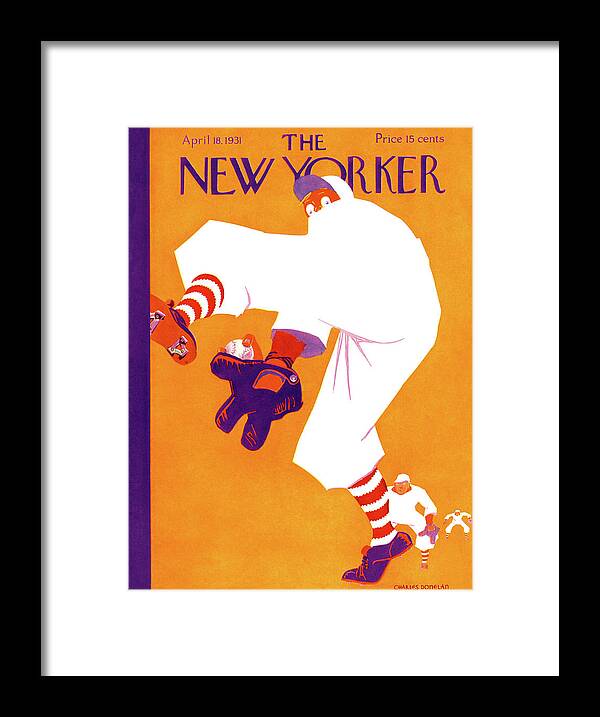 Baseball Framed Print featuring the painting New Yorker April 18th, 1931 by Charles Donelan