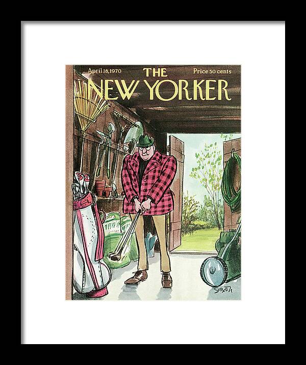 Charles Saxon Csa Framed Print featuring the painting New Yorker April 18th, 1970 by Charles Saxon