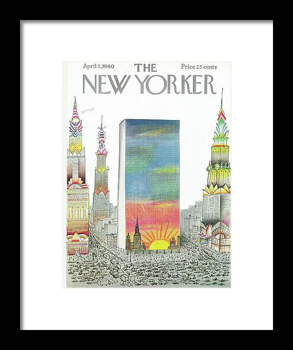 Urban Framed Print featuring the painting New Yorker April 2nd, 1960 by Saul Steinberg