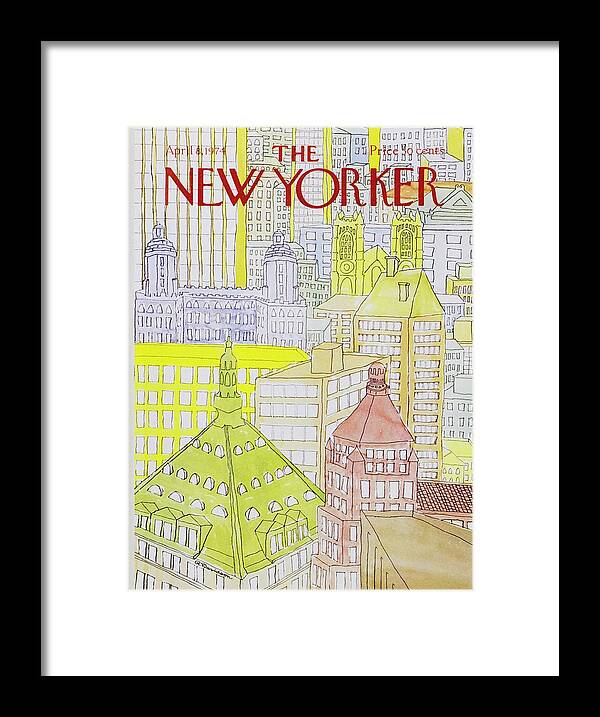 Illustration Framed Print featuring the painting New Yorker April 8th 1974 by Raymond Davidson