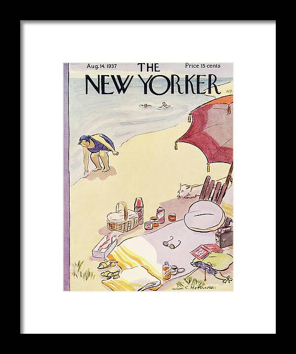 Coast Framed Print featuring the painting New Yorker August 14, 1937 by Helen E Hokinson