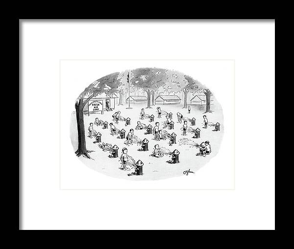 (a Sign Reads Framed Print featuring the drawing New Yorker August 17th, 1968 by C.E. O'Glass