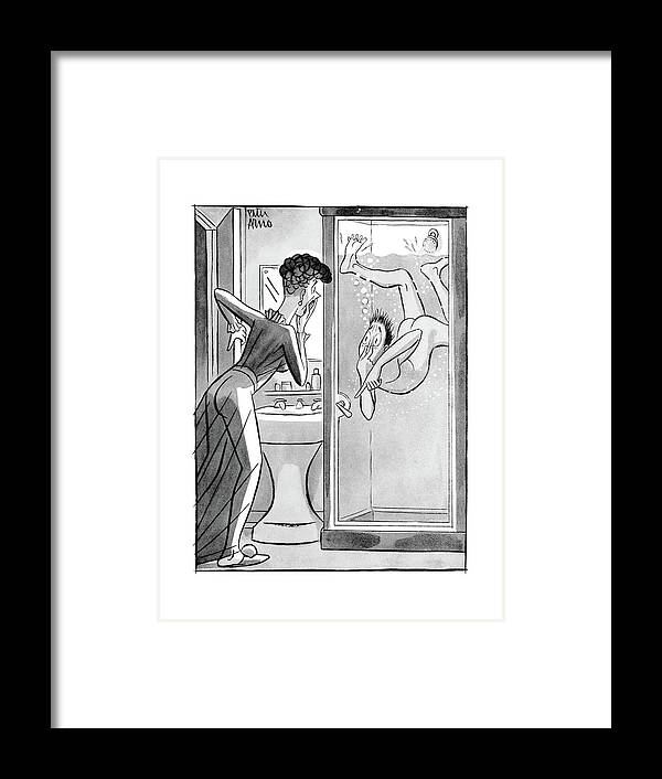 Captionless Framed Print featuring the drawing New Yorker August 28th, 1943 by Peter Arno