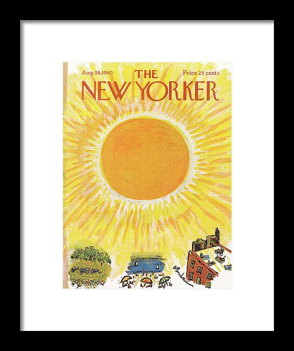 Sun Framed Print featuring the painting New Yorker August 28th, 1965 by Abe Birnbaum