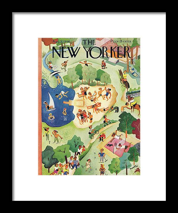 Entertainment Framed Print featuring the painting New Yorker August 31, 1946 by Charles E Martin