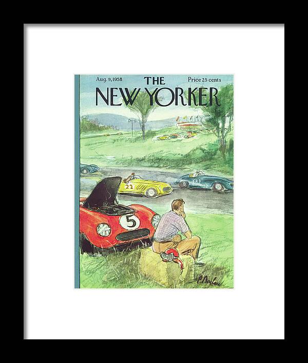 Sports Framed Print featuring the painting New Yorker August 9th, 1958 by Perry Barlow