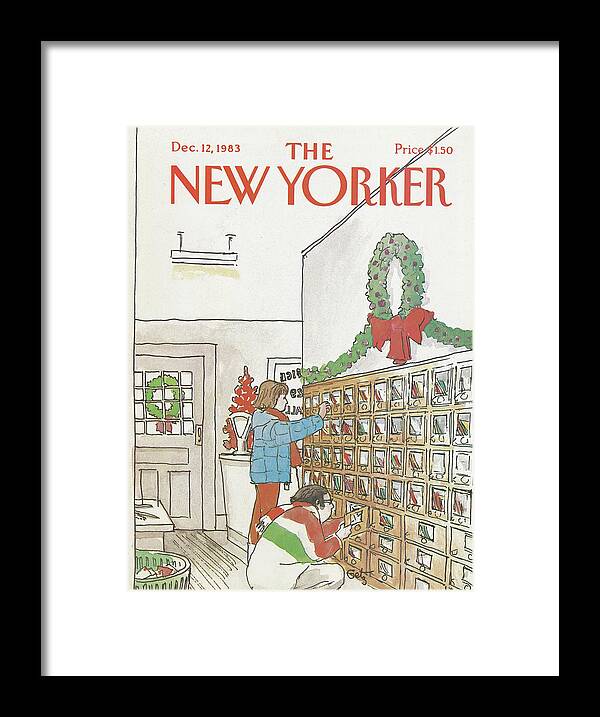 Christmas Framed Print featuring the painting New Yorker December 12th, 1983 by Arthur Getz