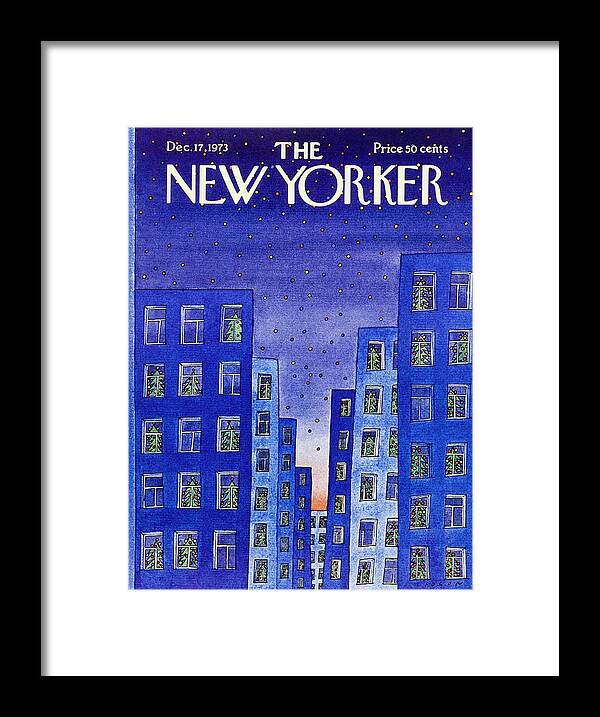 Illustration Framed Print featuring the painting New Yorker December 17th 1973 by Jean-Michel Folon