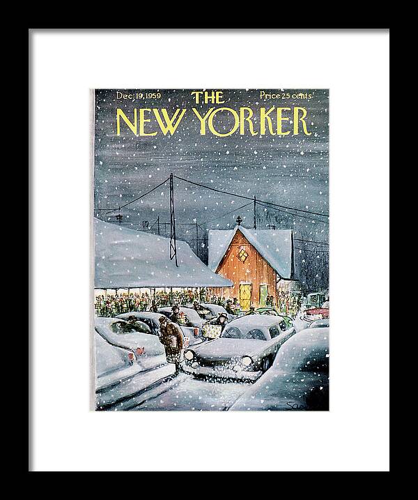 Holidays Framed Print featuring the painting New Yorker December 19th, 1959 by Charles Saxon