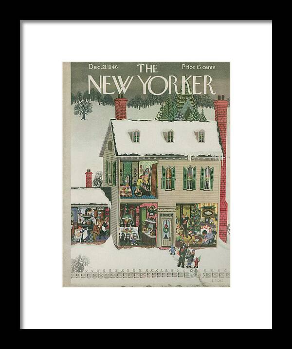 Christmas Framed Print featuring the painting New Yorker December 21, 1946 by Edna Eicke