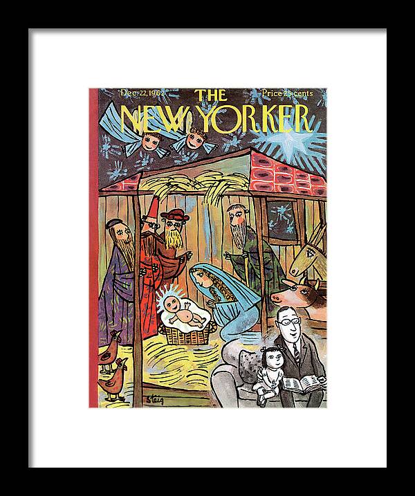 Christmas Framed Print featuring the painting New Yorker December 22nd, 1962 by William Steig