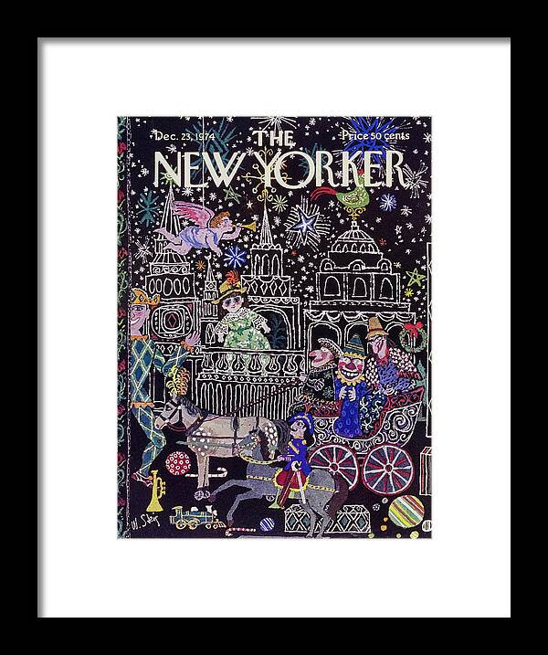 Illustration Framed Print featuring the painting New Yorker December 23rd 1974 by William Steig