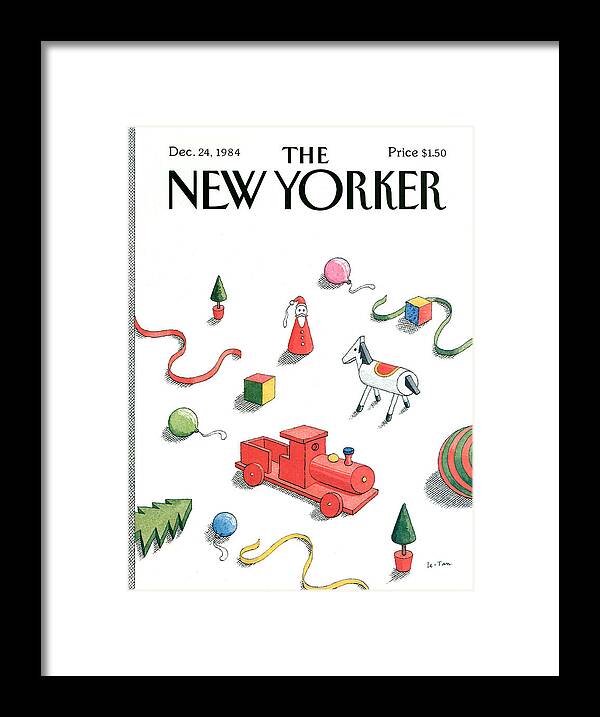 Santa Claus Framed Print featuring the painting New Yorker December 24th, 1984 by Pierre Le-Tan