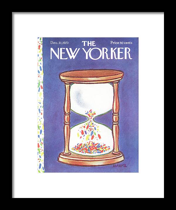 Hourglass Framed Print featuring the painting New Yorker December 31st, 1973 by Lee Lorenz