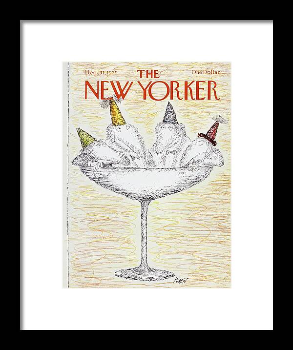 Illustration Framed Print featuring the painting New Yorker December 31st 1979 by Edward Koren