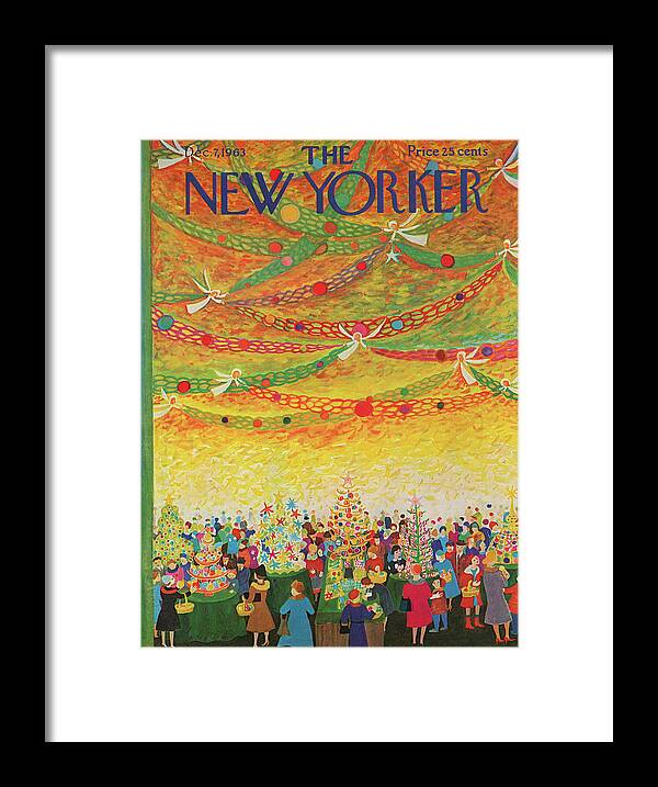 Christmas Framed Print featuring the painting New Yorker December 7th, 1963 by Ilonka Karasz
