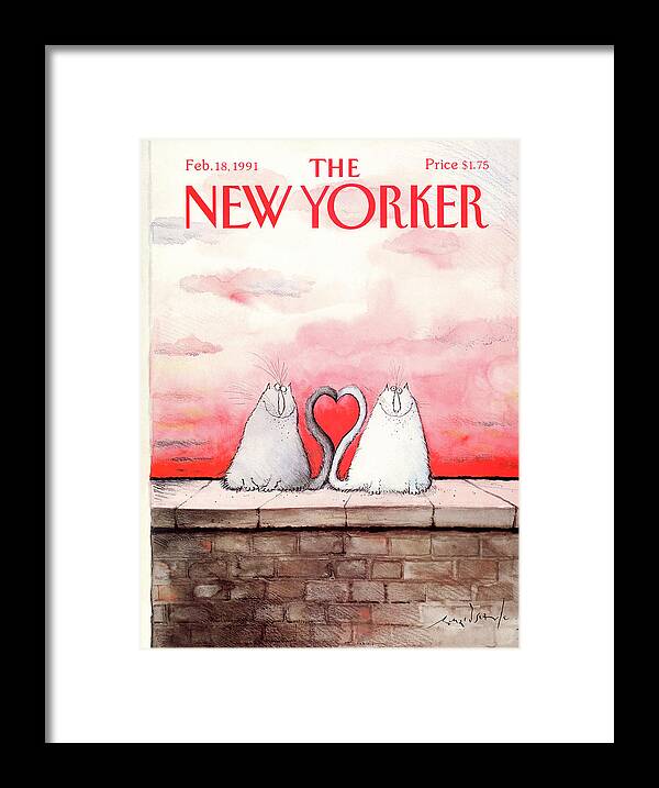 Cat Framed Print featuring the painting New Yorker February 18th, 1991 by Ronald Searle