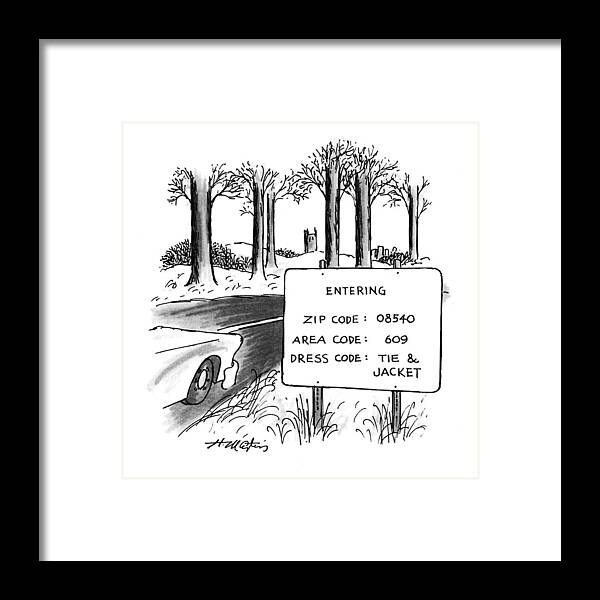 (sign By The Side Of The Road That Reads Framed Print featuring the drawing New Yorker February 1st, 1993 by Henry Martin