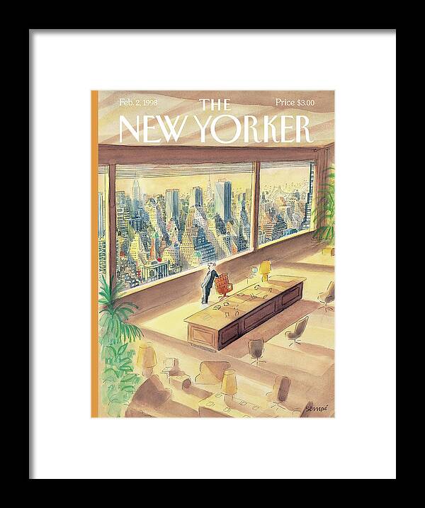 A Certain Sense Of His Own Importance Framed Print featuring the painting New Yorker February 2nd, 1998 by Jean-Jacques Sempe