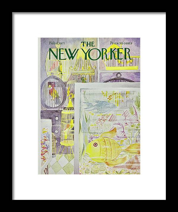 Illustration Framed Print featuring the painting New Yorker February 6th 1971 by Charles Martin