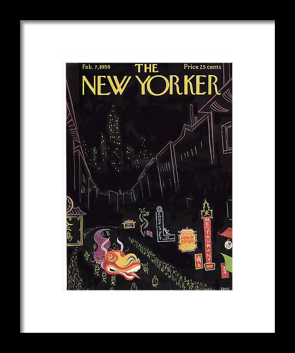 Urban Framed Print featuring the painting New Yorker February 7th, 1959 by Robert Kraus