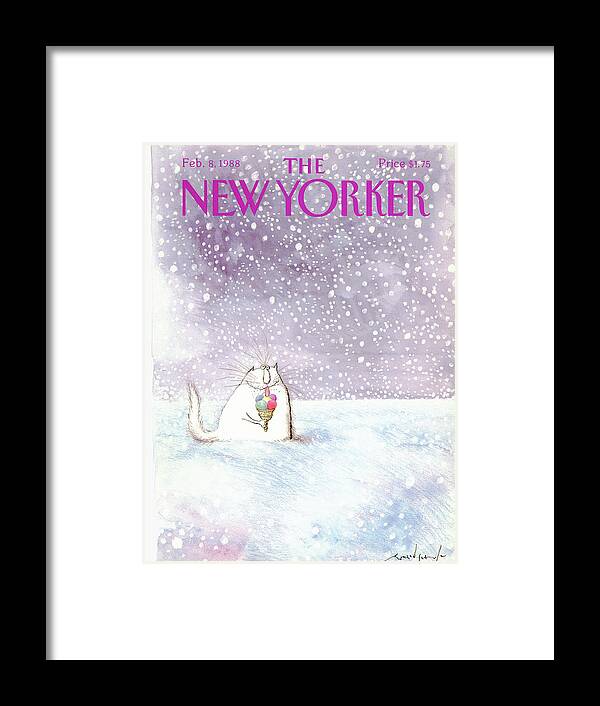 Animal Framed Print featuring the painting New Yorker February 8th, 1988 by Ronald Searle