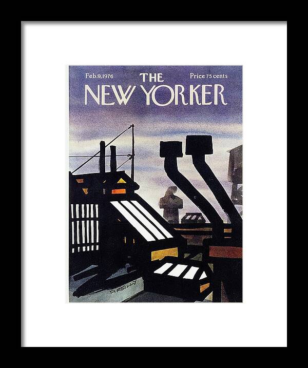 Illustration Framed Print featuring the painting New Yorker February 9th 1976 by Donald Reilly