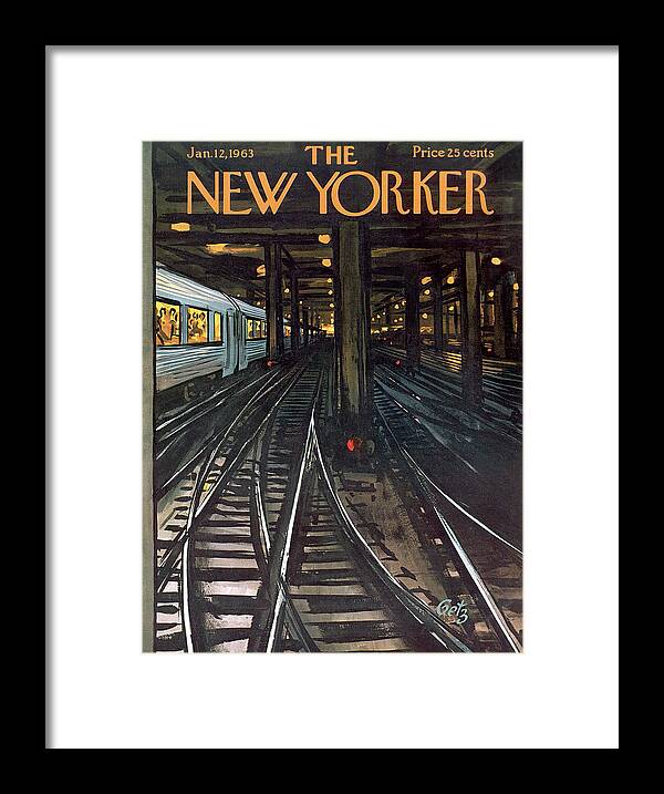 Train Framed Print featuring the painting New Yorker January 12th, 1963 by Arthur Getz