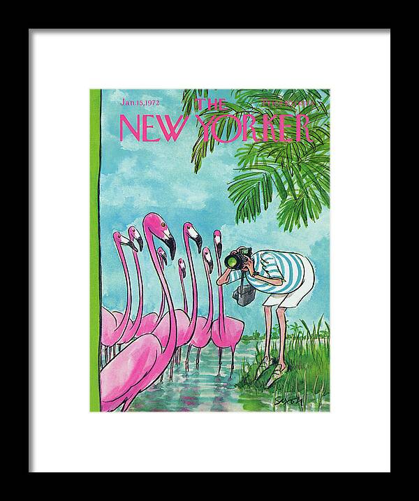 Animals Framed Print featuring the painting New Yorker January 15th, 1972 by Charles Saxon
