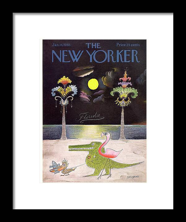 Saul Steinberg 49836 Steinbergattny Framed Print featuring the painting New Yorker January 16th, 1965 by Saul Steinberg