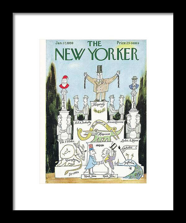 Saul Steinberg 49555 Steinbergattny Framed Print featuring the painting New Yorker January 17th, 1959 by Saul Steinberg