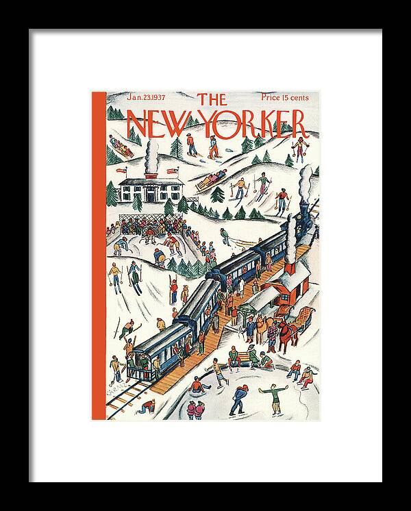 Train Framed Print featuring the painting New Yorker January 23, 1937 by Ilonka Karasz