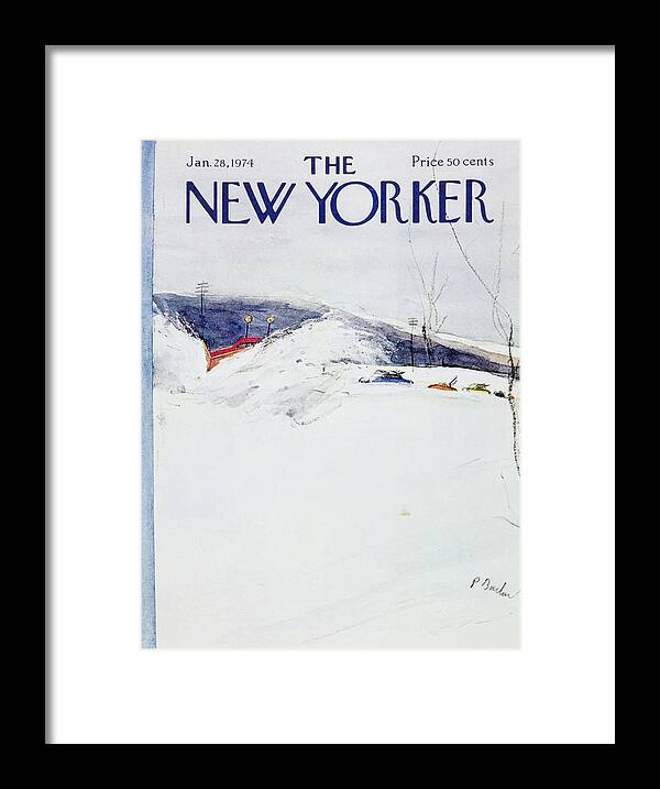 Illustration Framed Print featuring the painting New Yorker January 28th 1974 by Perry Barlow
