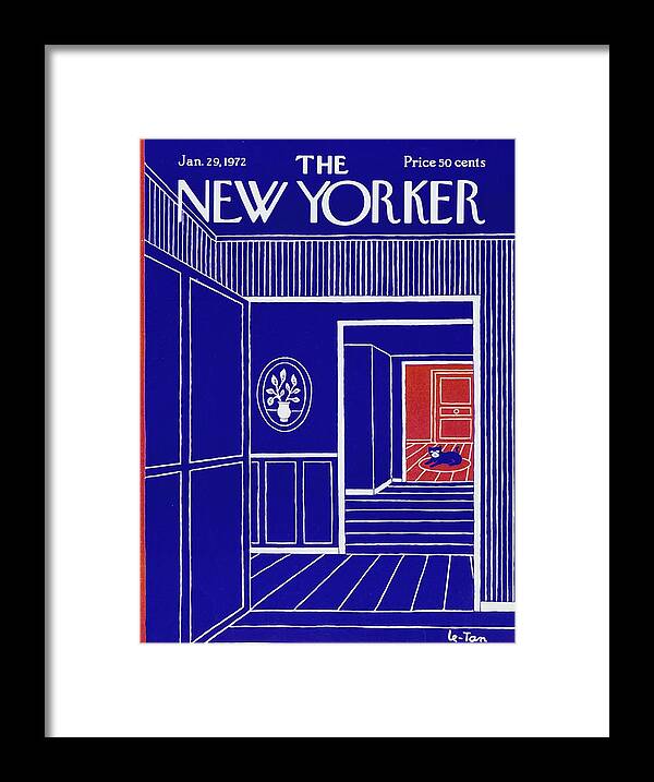Illustration Framed Print featuring the painting New Yorker January 29th 1972 by Pierre Le-Tan