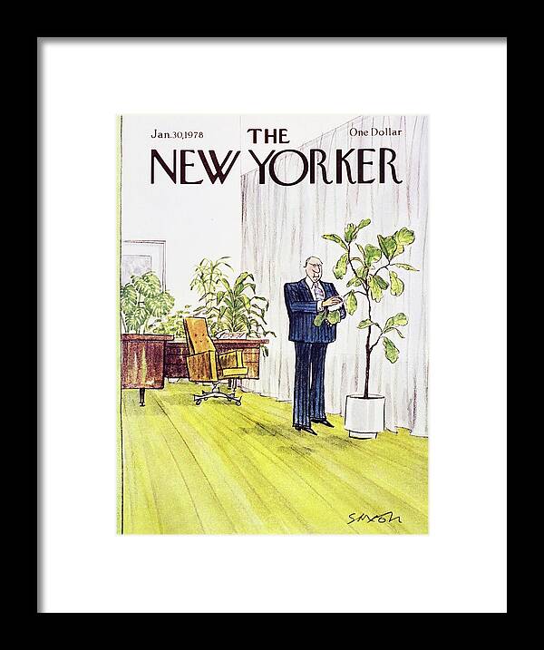 Illustration Framed Print featuring the painting New Yorker January 30th 1978 by Charles D Saxon