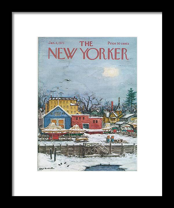 Town Framed Print featuring the painting New Yorker January 6th, 1973 by Albert Hubbell