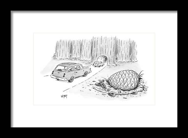 Pine Cone Framed Print featuring the drawing New Yorker July 12th, 1999 by Christopher Weyant