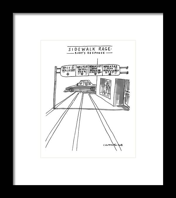 Sidewalks Framed Print featuring the drawing New Yorker July 12th, 1999 by Michael Crawford